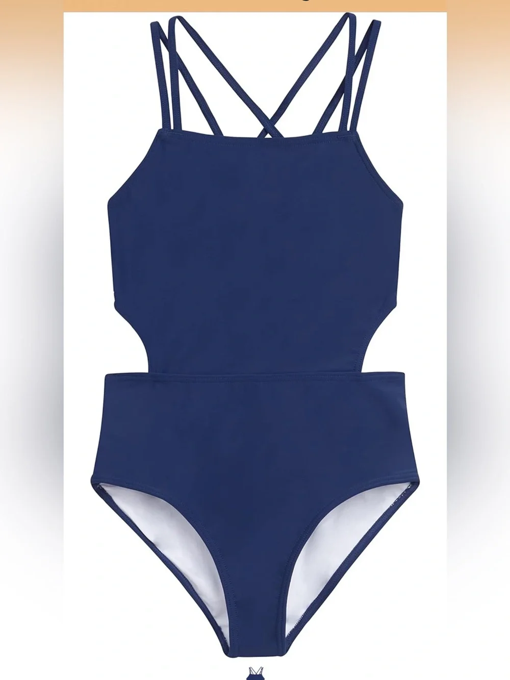 NWT Kanu Surf Girls' Beach Girl Sport Cut-Out One Piece Swimsuit Navy Blue 14